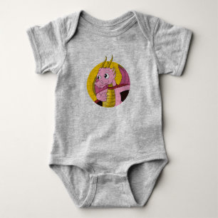 Pink dragon  cartoon baby bodysuit