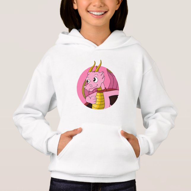 Pink dragon  cartoon hoodie (Front)