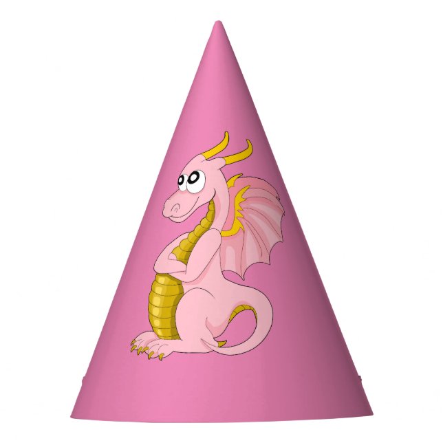 Pink dragon cartoon party hat (Front)