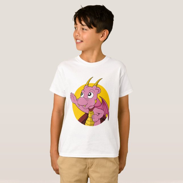 Pink dragon  cartoon T-Shirt (Front Full)