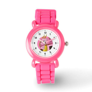 Pink dragon cartoon watch
