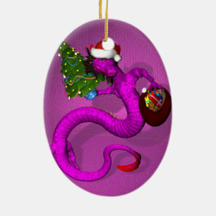 Pink Dragon Ceramic Tree Decoration