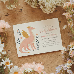 Pink Dragon Fairytale Baby Shower Invitation