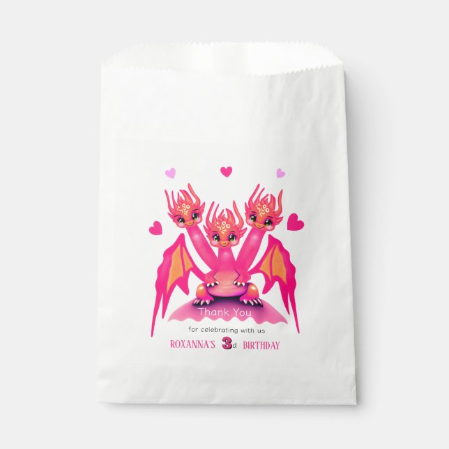 Pink dragon favour bags (Front)