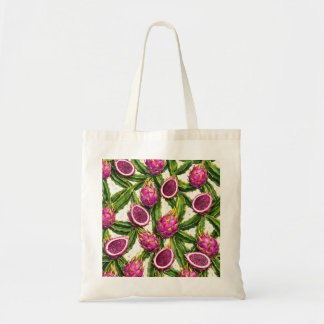 Pink Dragon Fruit Tropical Cactus Pattern Tote Bag