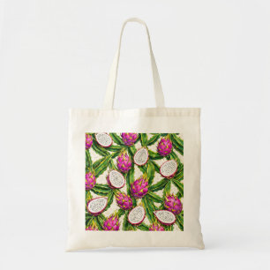 Pink Dragon Fruit White Flesh Tropical Pattern Tote Bag