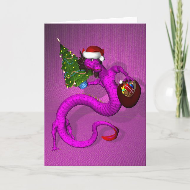Pink Dragon Holiday Card (Front)