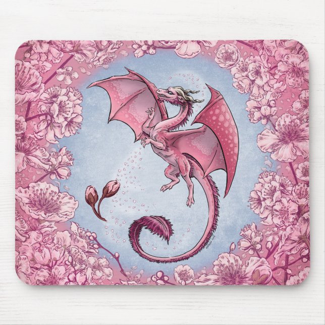 Pink Dragon of Spring Nature Fantasy Art Mouse Pad (Front)
