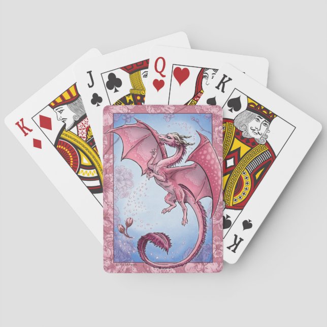 Pink Dragon of Spring Nature Fantasy Art Playing Cards (Back)