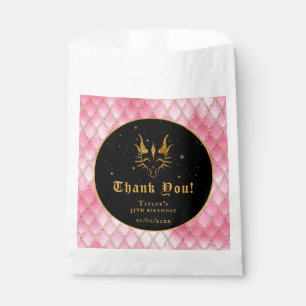 Pink Dragon Scales Gold Birthday Thank You Favour Bags