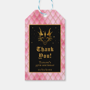 Pink Dragon Scales Gold Birthday Thank You Gift Tags