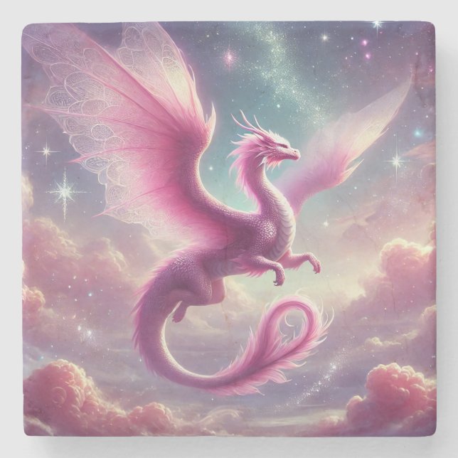 Pink Dragon Stone Coaster (Front)