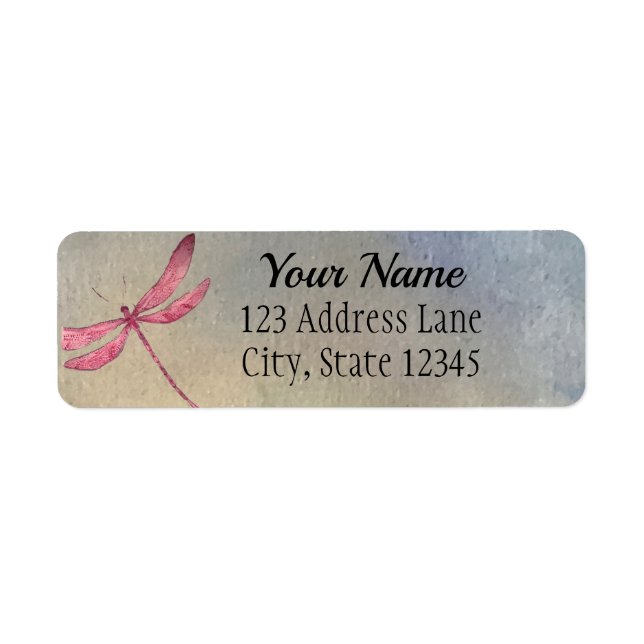Pink Dragonfly Address Label (Front)