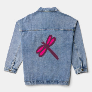 PINK DRAGONFLY ART LADIES DENIM JACKET