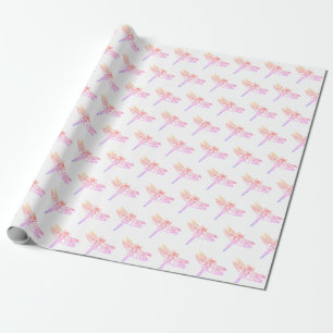 Pink Dragonfly Pastel Kids Cute Pattern Baby Girl Wrapping Paper
