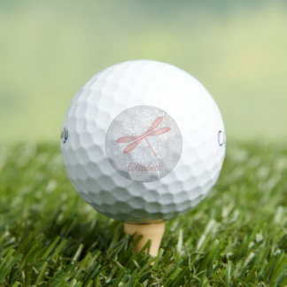 Pink Dragonfly Personalised Golf Balls
