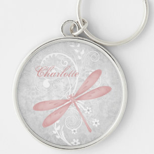 Pink Dragonfly Personalised Keychain