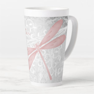 Pink Dragonfly Personalised Latte Mug