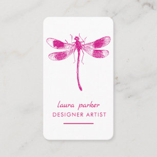 Pink Dragonfly Retro Vintage Good luck Tattoo Business Card