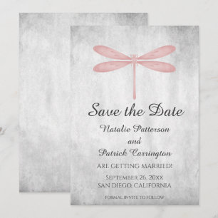 Pink Dragonfly Save the Date Invite