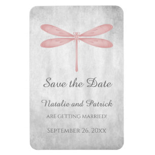 Pink Dragonfly Save the Date Magnet