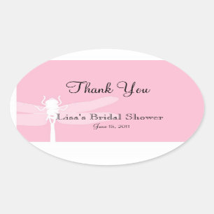 Pink Dragonfly Shower Thank You Sticker