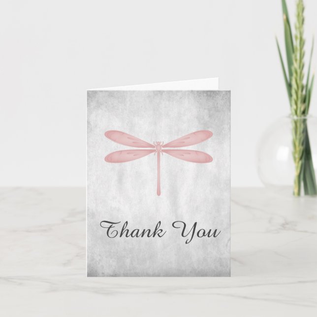 Pink Dragonfly Thank You Card (Front)