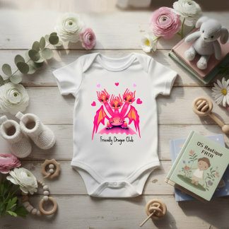 Pink dragons baby bodysuit