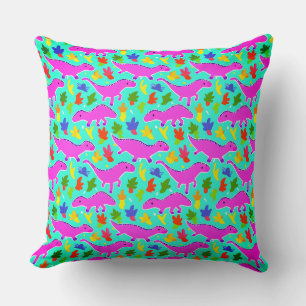 Pink Dragons Over Dark Aqua Design Cushion