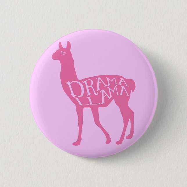 Pink Drama Llama 6 Cm Round Badge (Front)