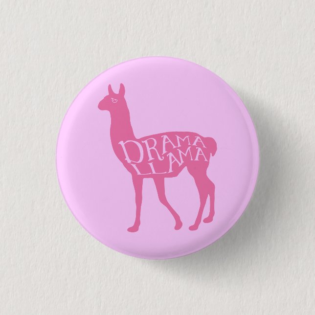 Pink Drama Llama Button (Front)