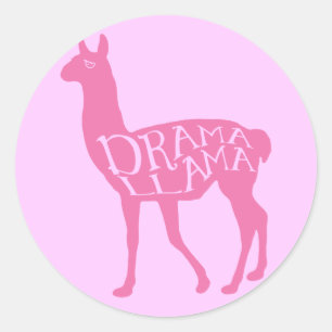 Pink Drama Llama Classic Round Sticker