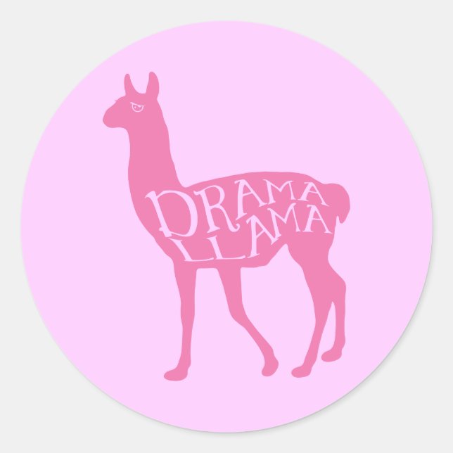 Pink Drama Llama Classic Round Sticker (Front)