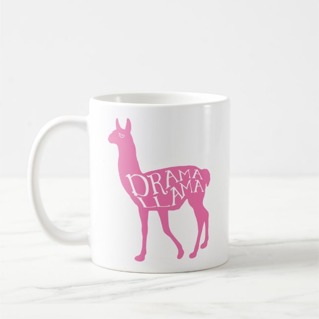 Pink Drama Llama Coffee Mug (Left)