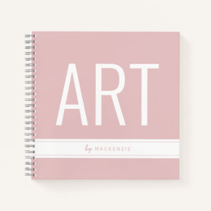 Pink Drawing Art Sketch Book with Name