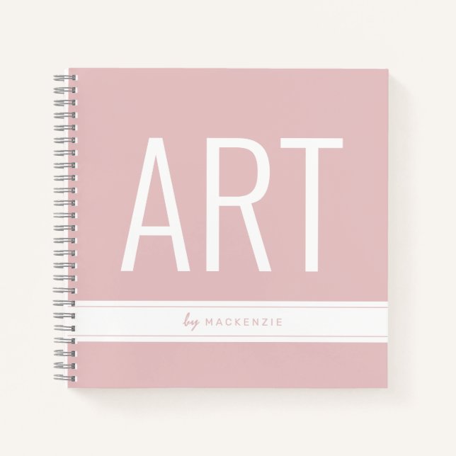 Pink Drawing Art Sketch Book with Name (Front)