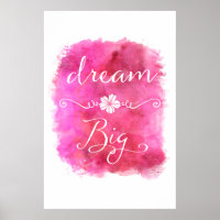 Pink Dream Big Inspirational Watercolor Quote