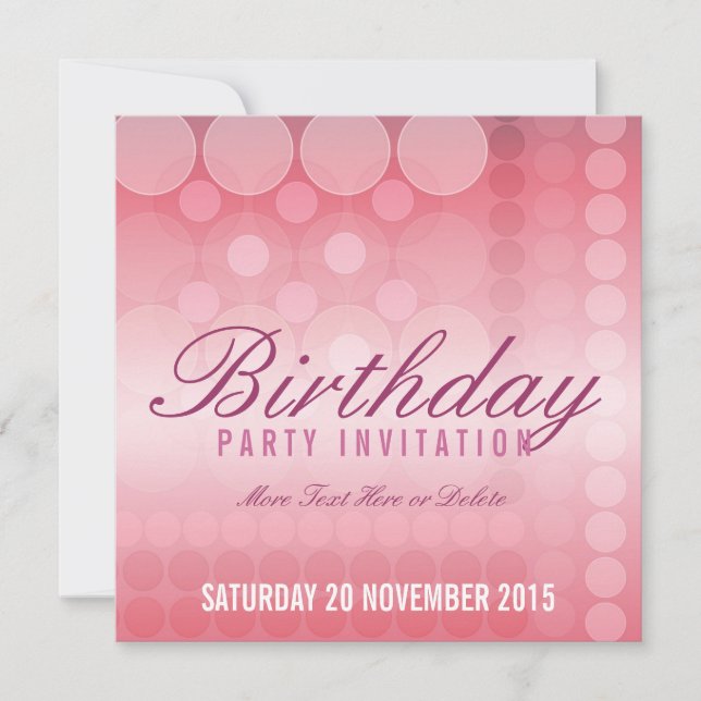 Pink Dream Bubbles Party Birthday Invitation (Front)