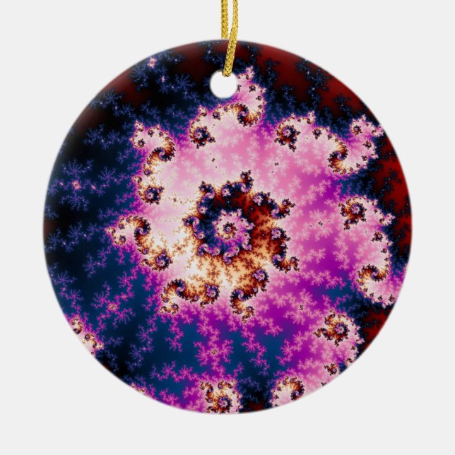 Pink Dream Christmas Fractal Ceramic Tree Decoration (Front)