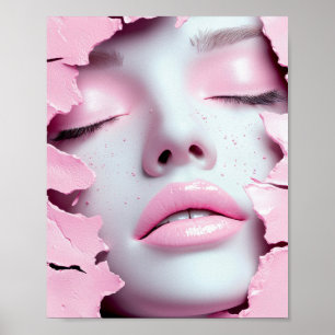 Pink Dream Girl Abstract Portrait Poster