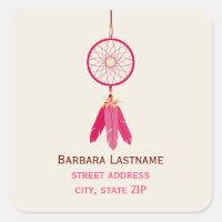Pink Dreamcatcher Address Sticker