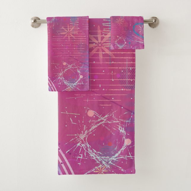Pink Dreams Abstract  Bath Towel Set (Insitu)