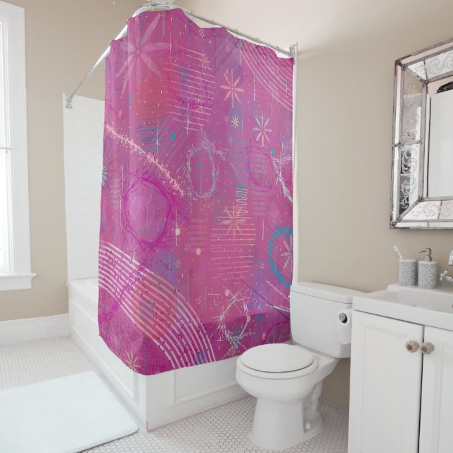 Pink Dreams Abstract  Shower Curtain (In Situ)