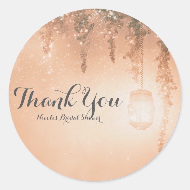 Pink Dreamy Rustic Forest Bridal Shower Favour Classic Round Sticker (Front)