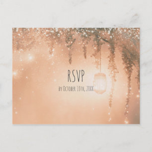 Pink Dreamy Rustic Forest RSVP Invitation Postcard