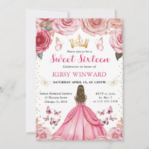 Pink Dress Blonde Princess Sweet 16 Invitation