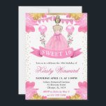 Pink Dress Blonde Princess Sweet 16 Invitation<br><div class="desc">Elegant watercolor blonde haired princess in Pink dress design with Pink and gold flowers,  balloons and gold glitter confetti.</div>
