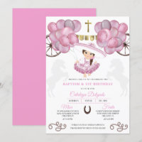Pink Dress Gold Baby Charra Balloons Baptism