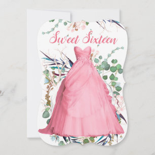 Pink Dress Personalised Sweet Sixteen Invitation
