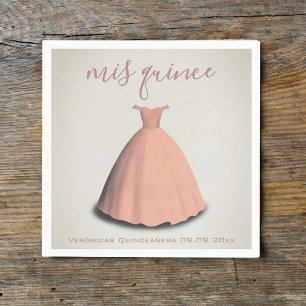Pink dress Quinceañera mis quince table decor Napkin